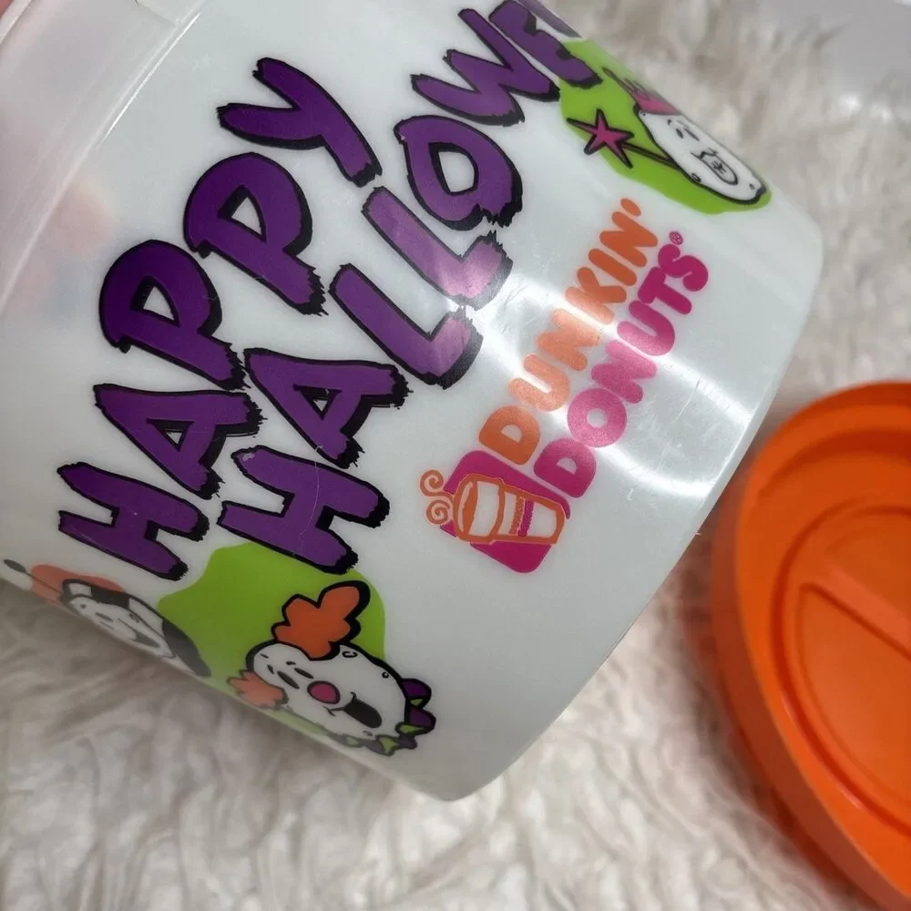 Dunkin Donuts Happy Halloween Munchkins Bucket Glow In The Dark With Lid